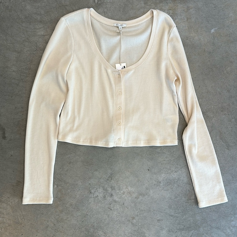 Z Supply Ciana cropped waffle top in oat milk size L